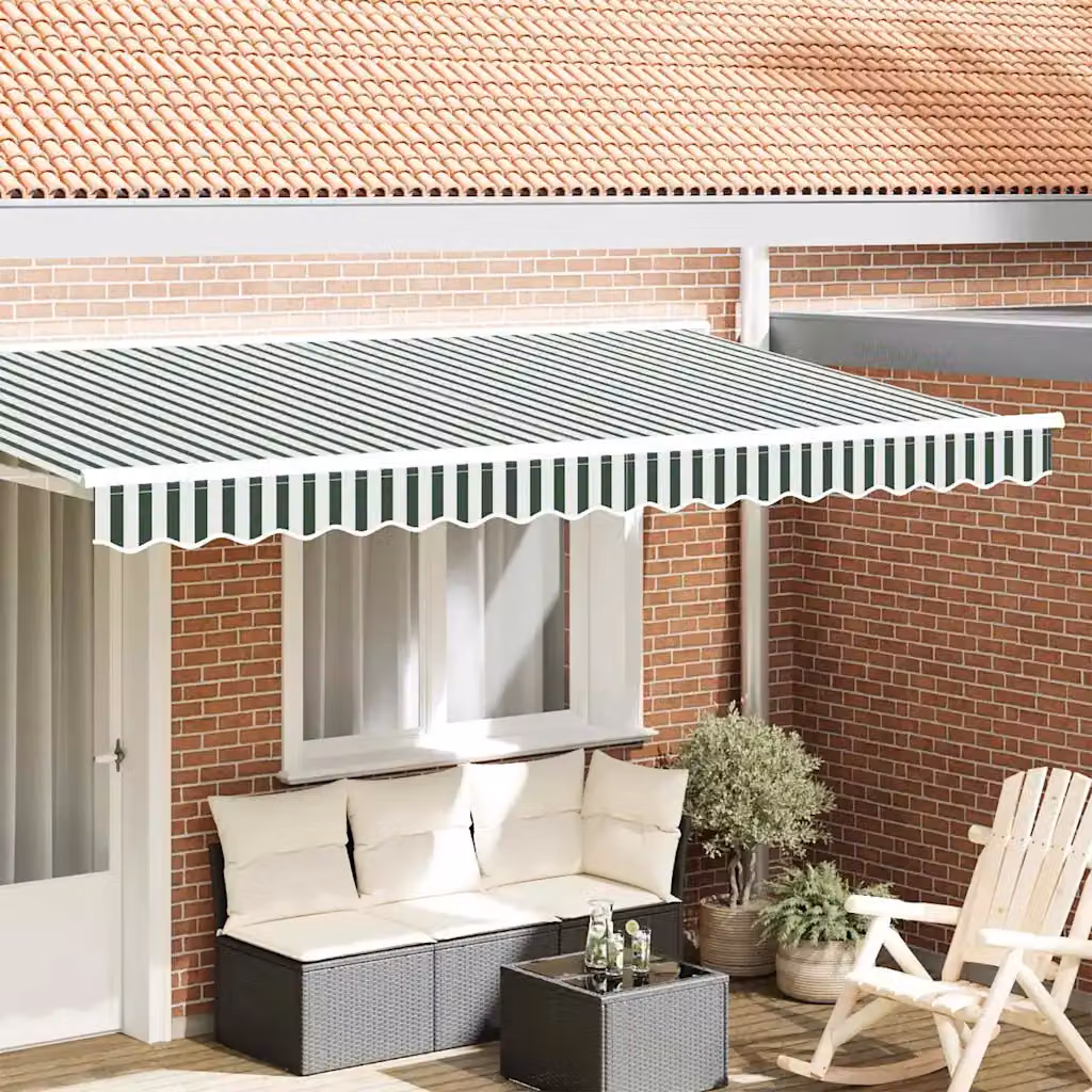 Mantovana di ricambio per tenda da sole vidaXL in poliestere, verde e bianco a righe, L: 3,80 m