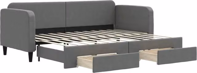 Divano letto | Sof¨¤ letto | Letto singolo Estraibile Cassetti Grigio Scuro 80x200cm Tessuto
