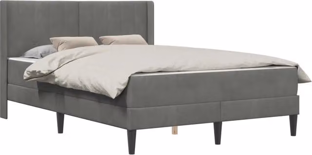Letto matrimoniale | Letto per adulti | Struttura letto con materasso Grigio Scuro 120 x 190 cm Velluto