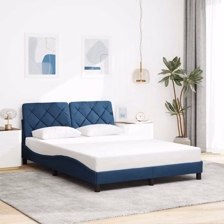 Giroletto vidaXL senza materasso in tessuto blu L/P/H: 140 x 190 cm