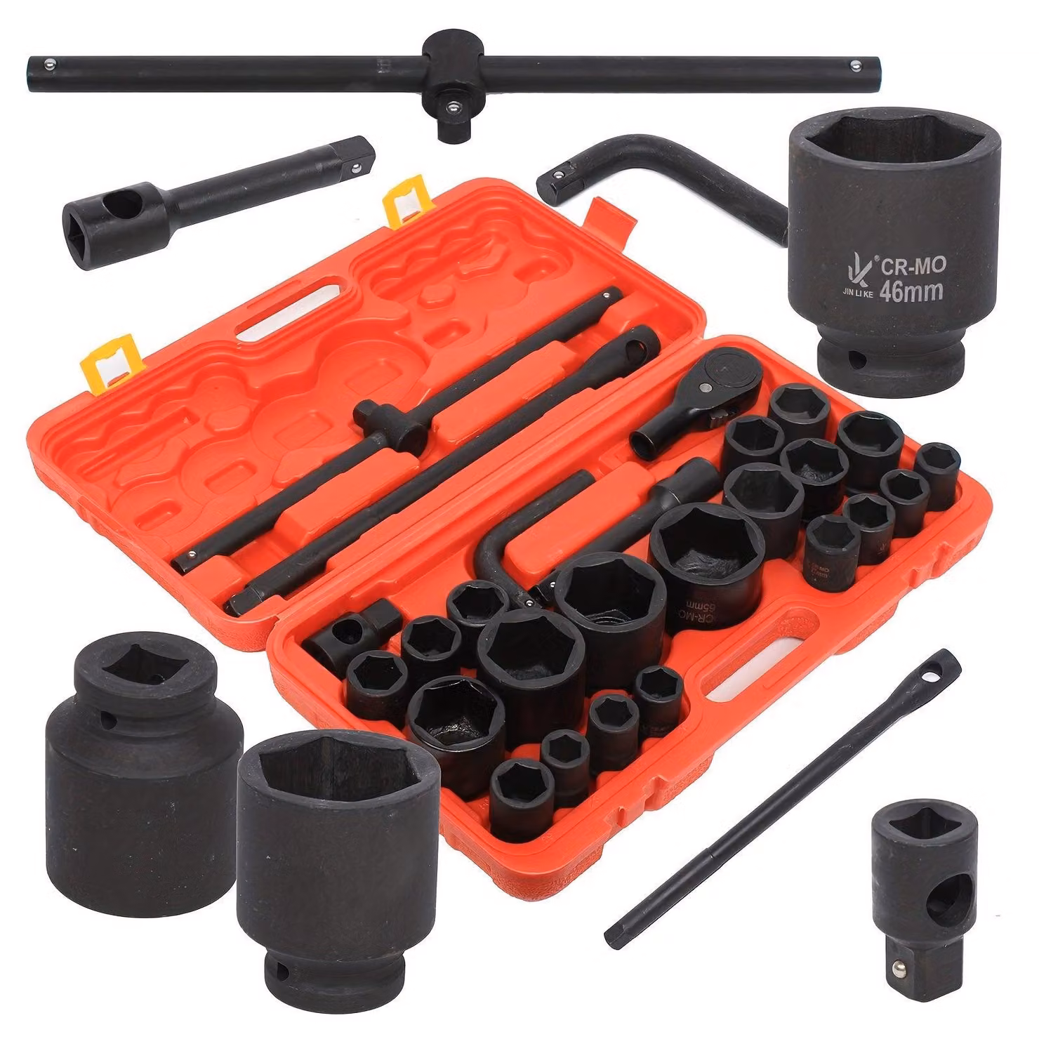Set di chiavi da 26 pezzi - Set di chiavi a bussola - Chiavi a cricchetto - Chiavi dinamometriche - Attrezzi per officina auto - Attacco da 3/4" e 1"