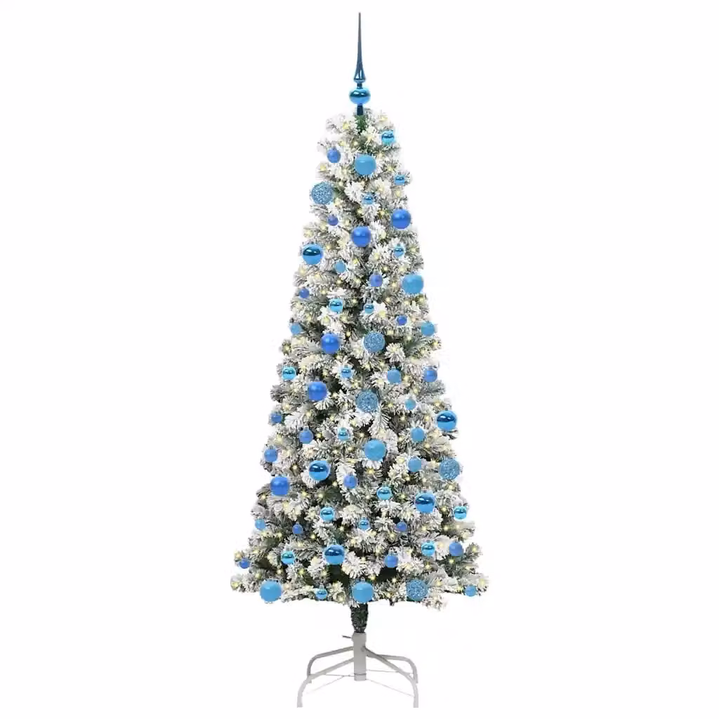 Albero di Natale artificiale con luci LED bianco caldo vidaXL, colore verde e bianco, Altezza: 180 cm – 2