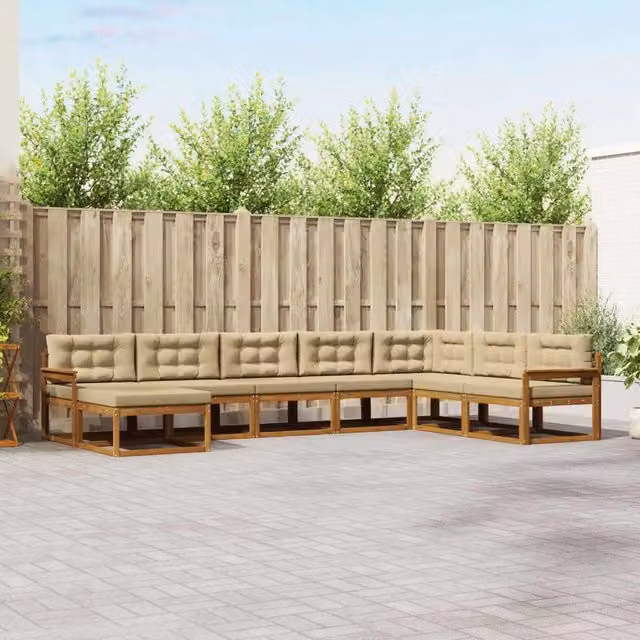 Set di divani da esterno 8 pz Naturale e Beige 3367991