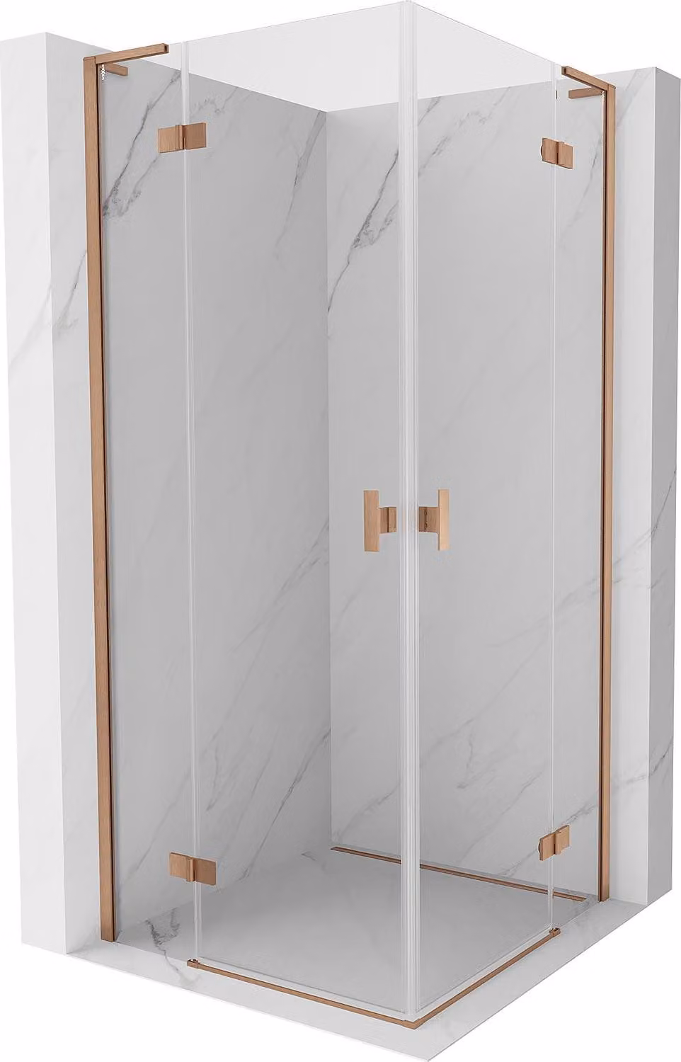 Mexen Mist-H L Duo cabina doccia a battente 95 x 95 cm, trasparente, rame spazzolato - 8A5L-095L-095P-65-00