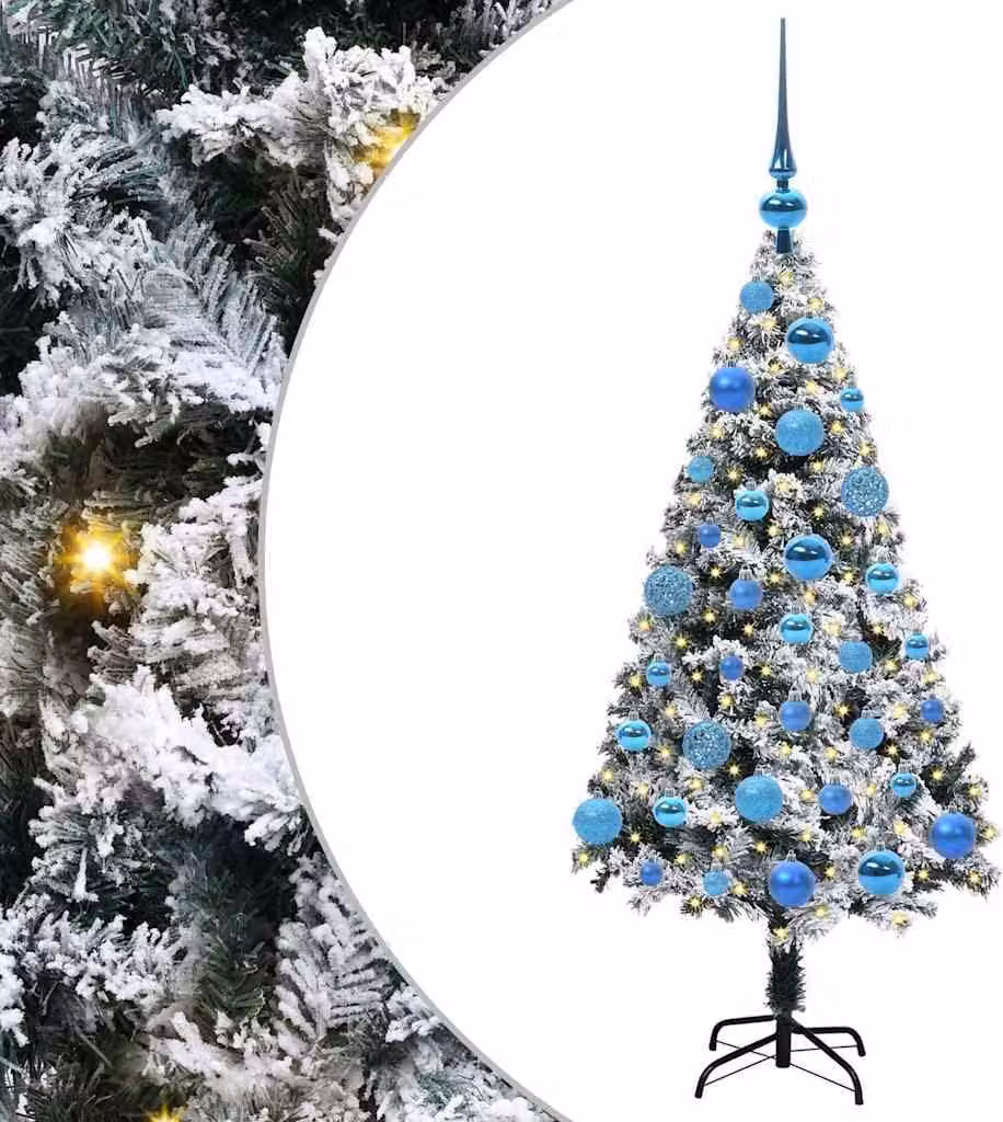 Albero di Natale artificiale a 150 LED con supporto verde 120 cm