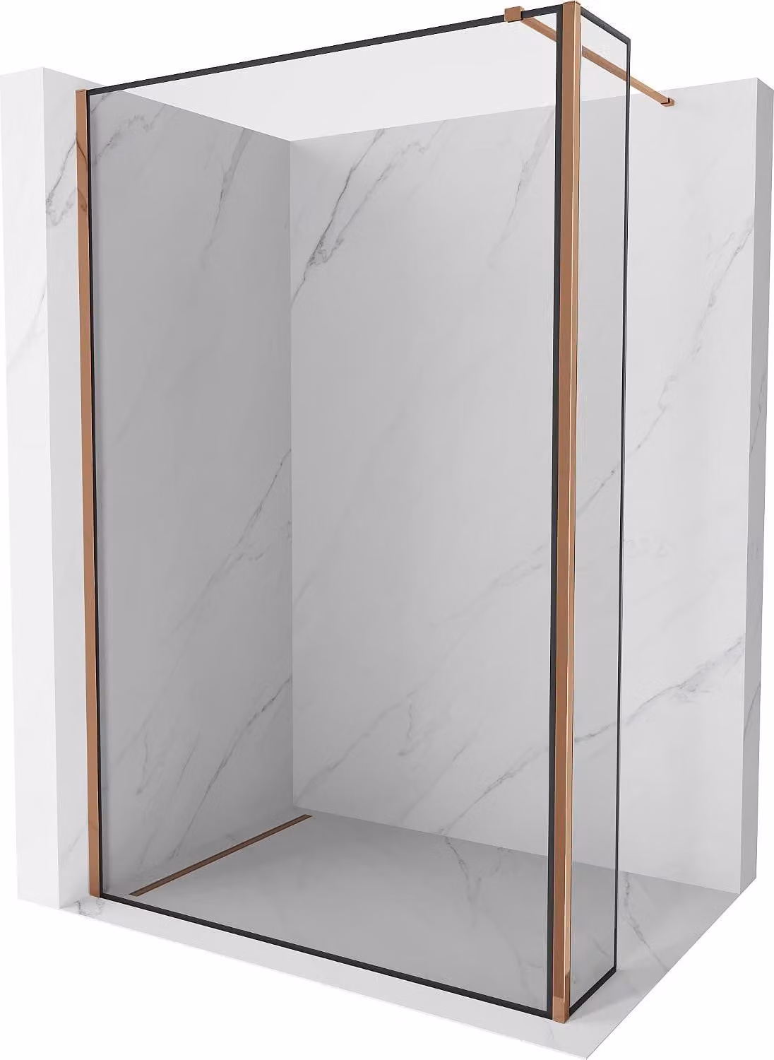 Mexen Kioto parete doccia Walk-in 100 x 40 cm, cornice nera, oro rosa - 800-100-212-60-70-040
