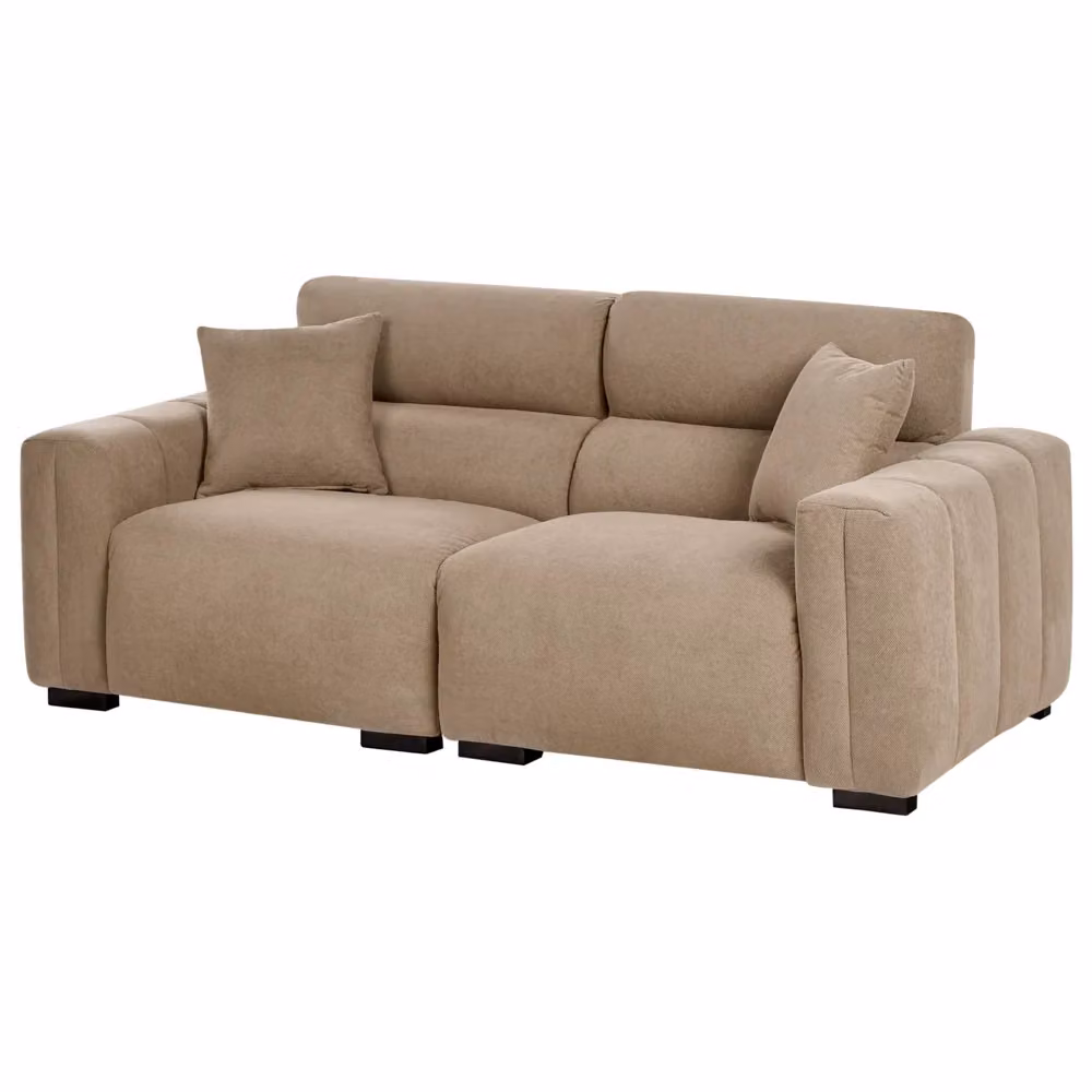 Divano moderno Beliani a 3 posti in tessuto beige con cuscini e coperture rimovibili L: 203 cm, P: 84 cm, H: 96 cm – 2