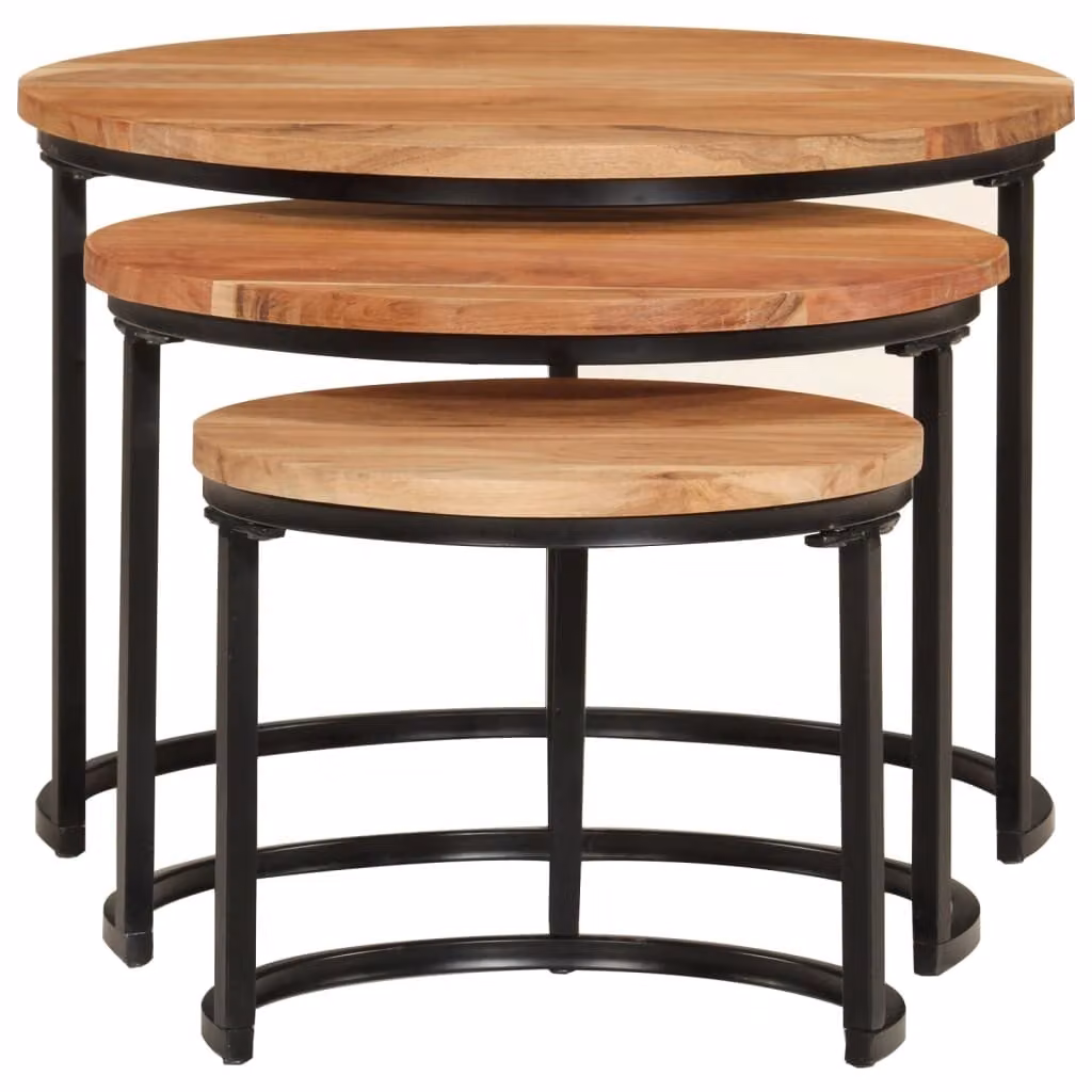 vidaXL Set tavoli 3 pz. Legno massiccio di acacia
