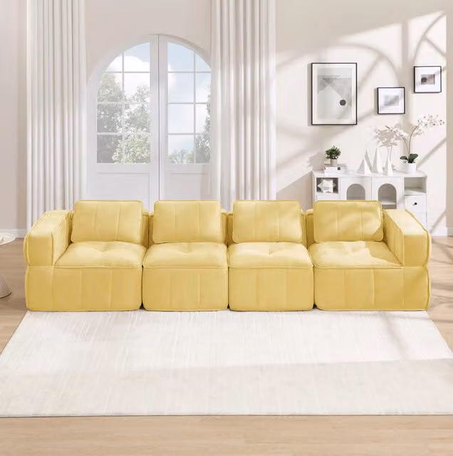 Divano modulare senza struttura 344x93x67 cm; in poliestere; giallo