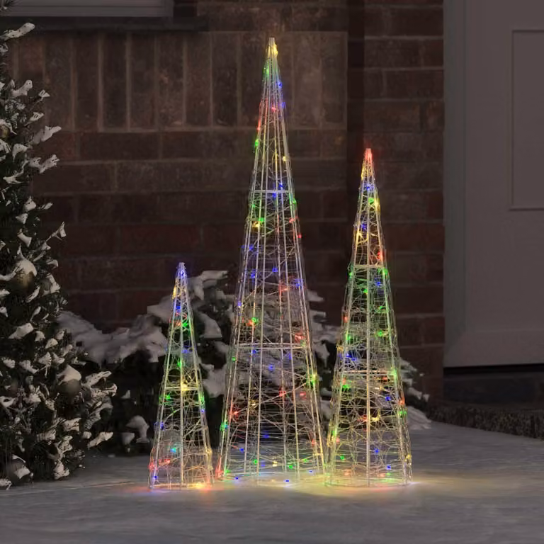 Maison Exclusive - Albero di Natale, confezione da 3, 90 LED, multicolore, 20 x 20 x 80 cm, acrilico