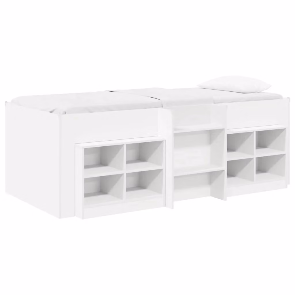 Letto a soppalco singolo vidaXL bianco con scaffali laterali in legno ingegnerizzato H: 193 cm, L: 90 cm, P: 111 cm – 2