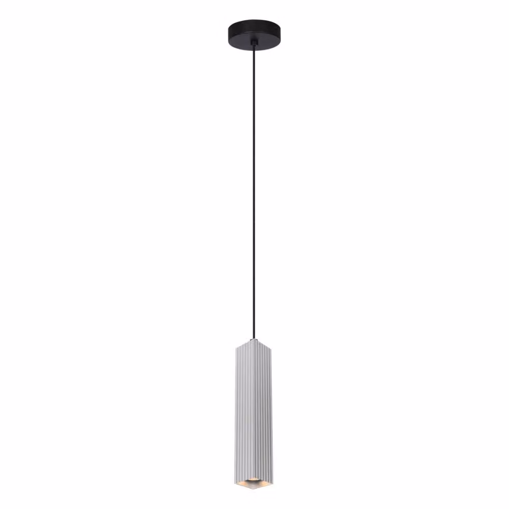 Lampada a sospensione moderna per soggiorno cucina sopra isola grigio alluminio tubo quadrato rigato 1xGU10 10W TECNO Italux