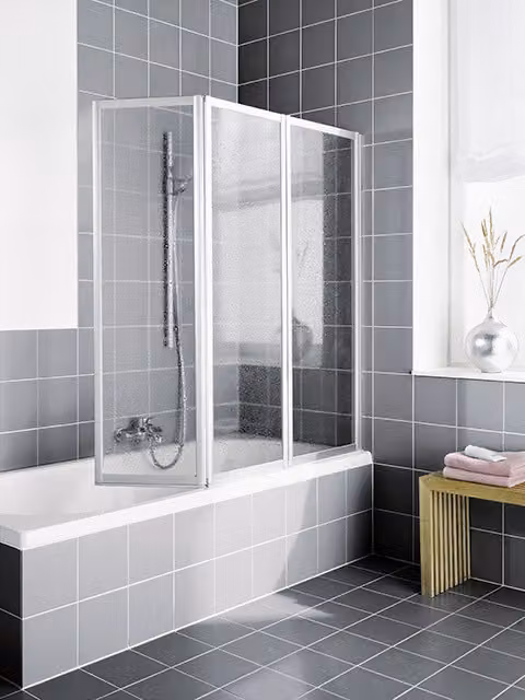 Parete pieghevole Kermi Vario 2000 FW3 370x1400mm argento opaco lucido vetro temperato di sicurezza trasparente