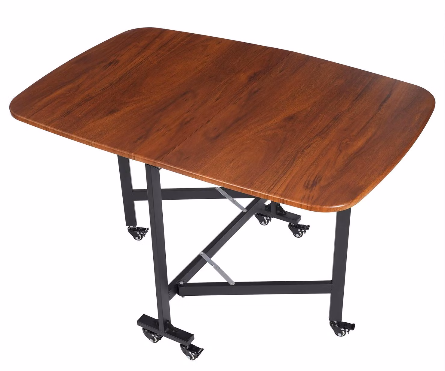 Tavolo pieghevole - Tavolo da pranzo - Stile moderno - 120 x 80 x 75 cm - 6 ruote con freno - Struttura in metallo - Capacità di carico: 100 kg - Colore: marrone