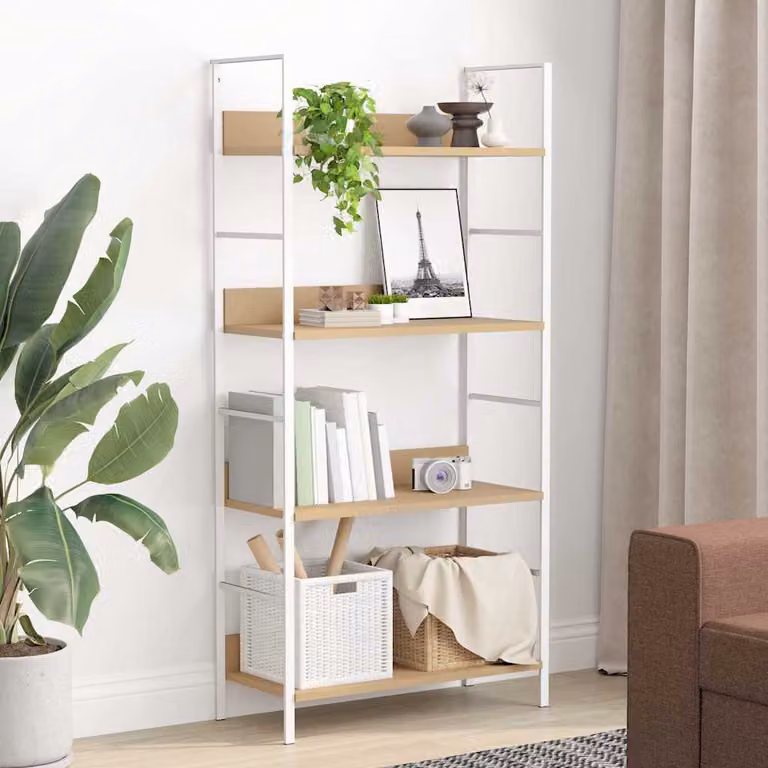 vidaXL Scaffale Libri 4 Ripiani Rovere 60x27,6x124,5 Legno Multistrato
