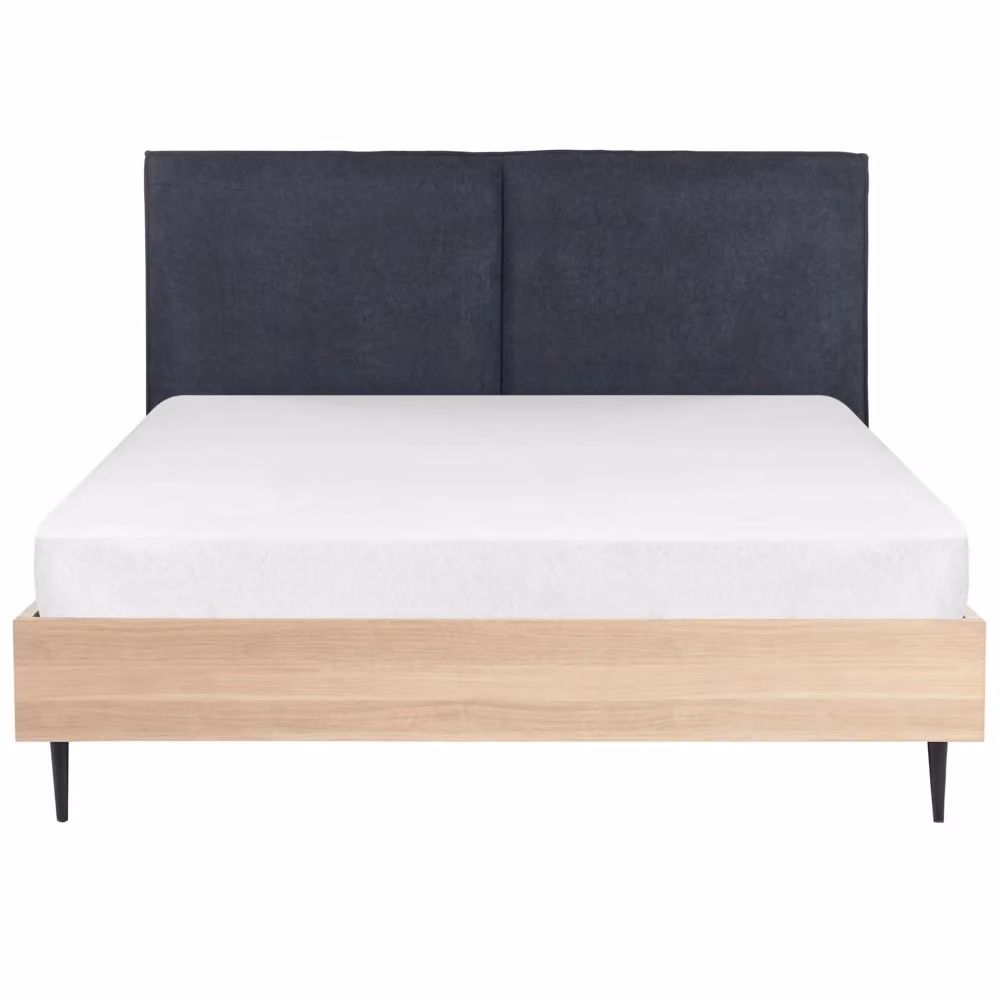Letto matrimoniale BELIANI in tessuto grigio scuro con testiera imbottita e base a doghe in legno, L/P/H: 160 x 200 x 112 cm – 2