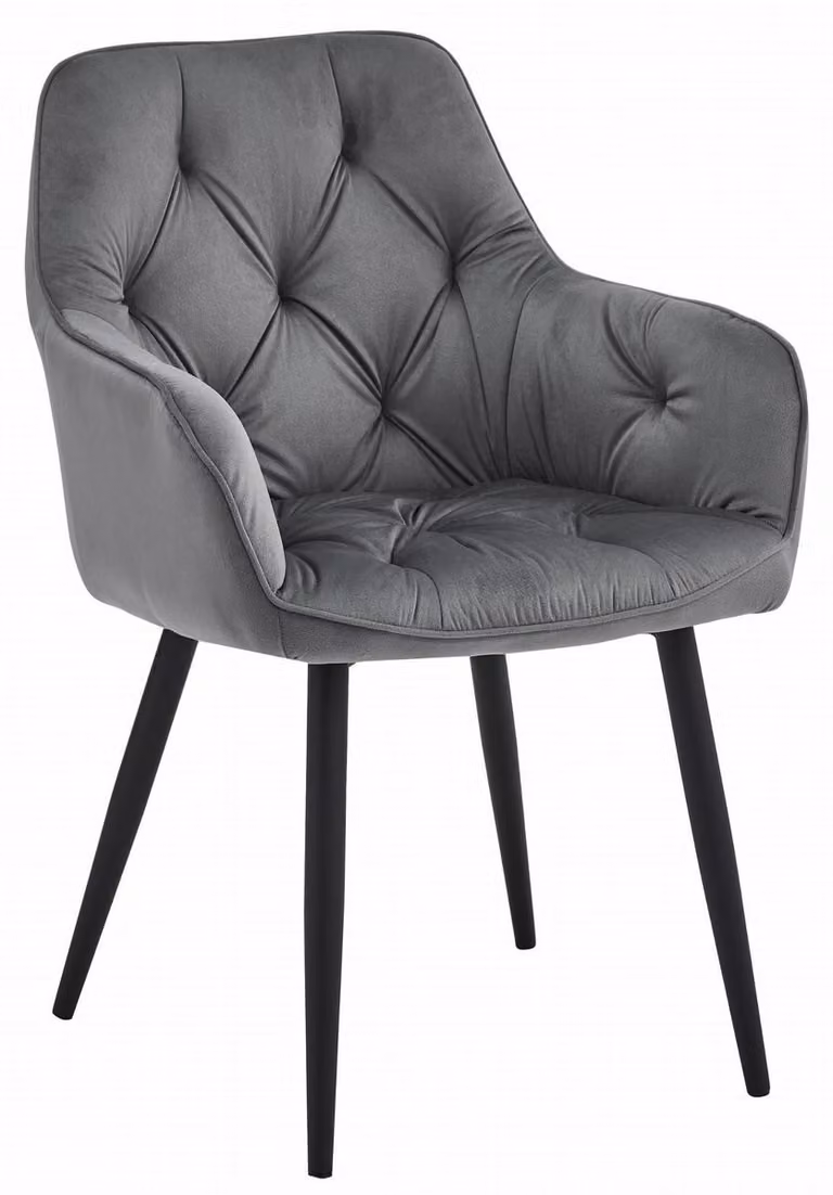 Sedia poltroncina Jork in velluto grigio scuro e metallo