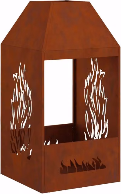 Focolare in acciaio CorTen marrone DESIGN IN CFW2110022 L/P/H: 50 x 50 x 100 cm