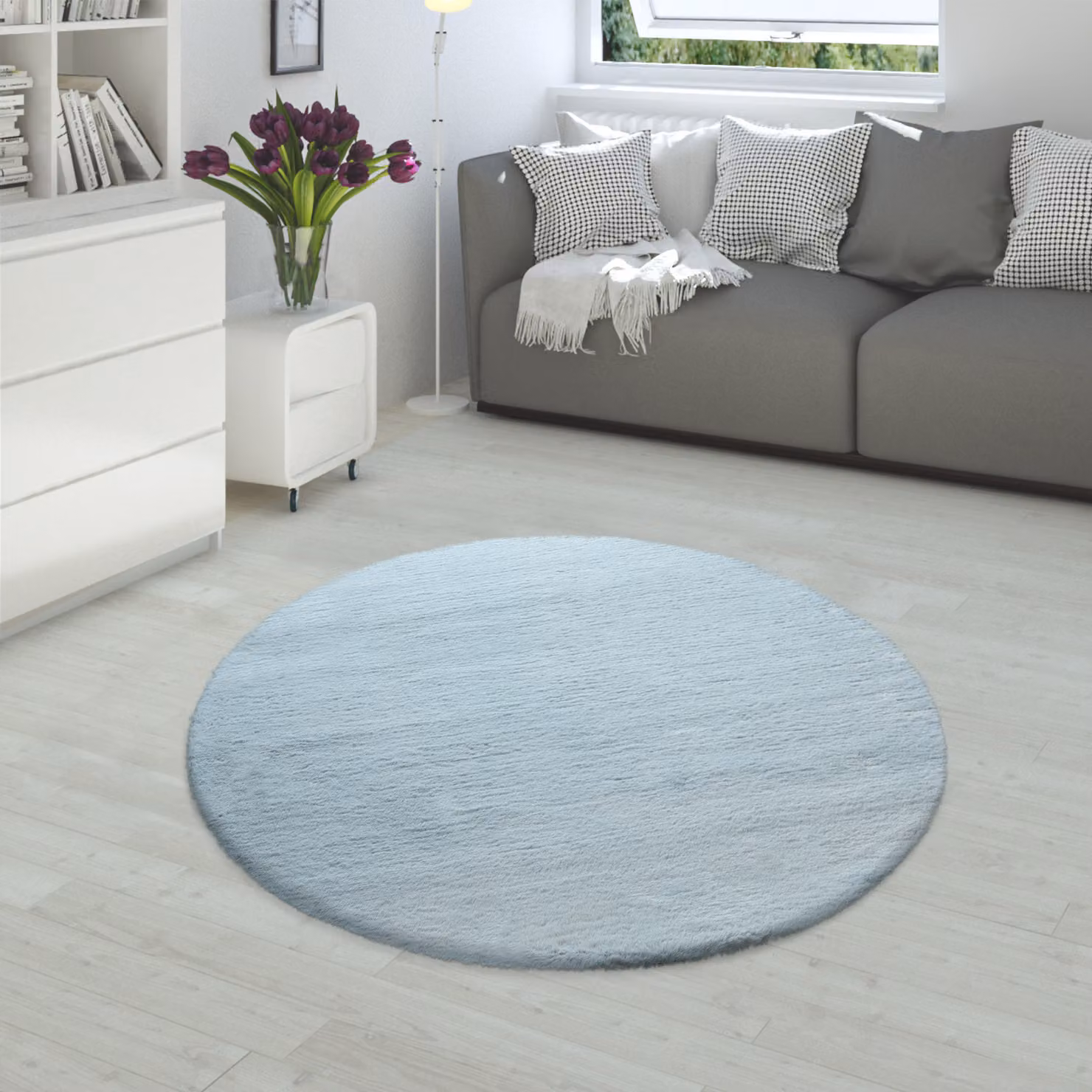 Tappeto rotondo in ecopelliccia Fluffy turchese diametro: 200 cm
