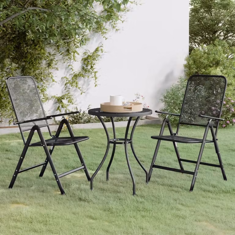 Maison Exclusive - Set da giardino da 3 pezzi, tavolo e sedie, struttura a griglia, colore antracite