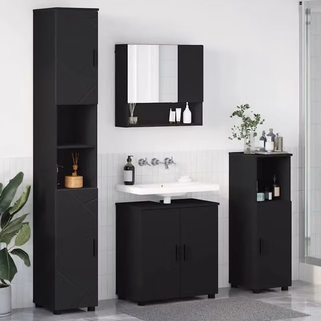 Set di mobili per il bagno 4 pz Nero 61 x 35 x 64 cm 3392964
