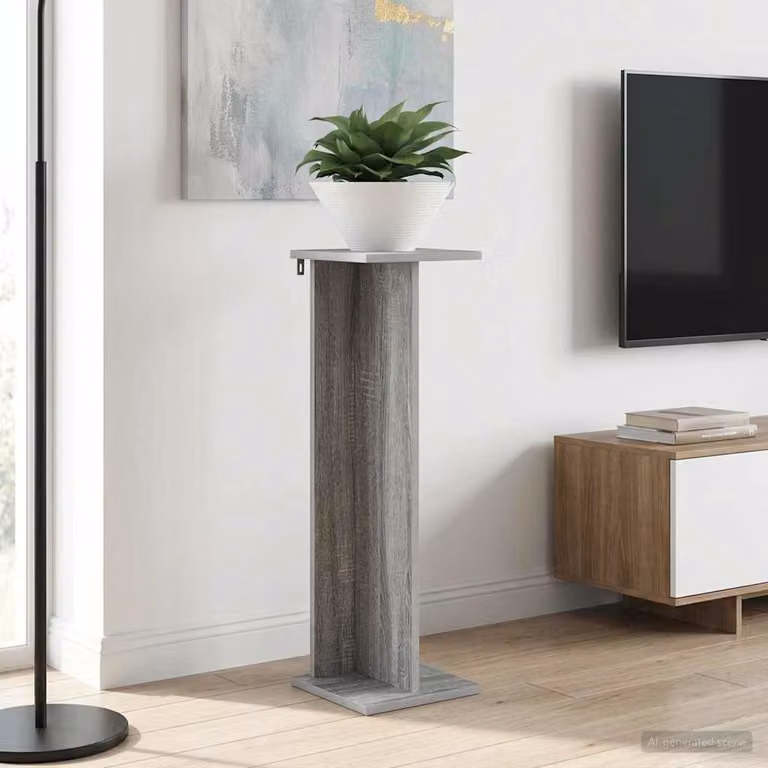 Set di 2 supporti per piante vidaXL in legno MDF grigio, L/P/H: 25 x 25,5 x 80,5 cm