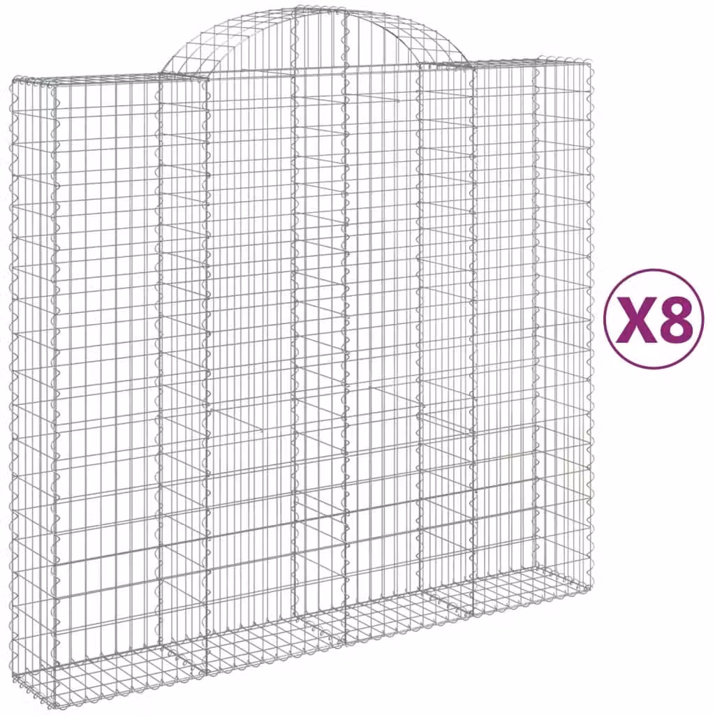 Cesti Gabbioni ad Arco 8 pz 200x50x180/200 cm Ferro Zincato