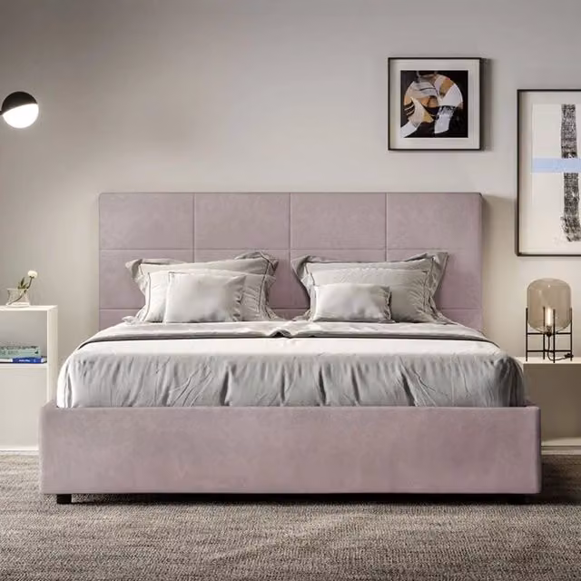 Letto matrimoniale king size con contenitore imbottito ityhome Mika in microfibra colore glicine L: 170 cm, P: 200 cm