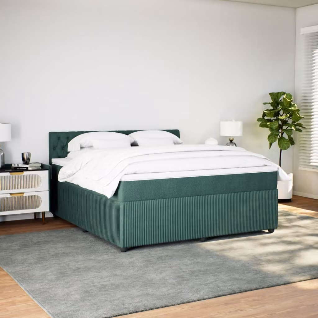 Maison Exclusive - Giroletto a Molle con Materasso Verde Scuro 180x200 cm Velluto