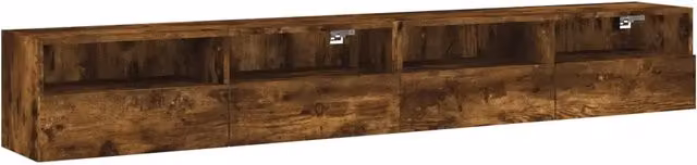 Set di 2 Mobili TV da Parete in Legno Multistrato Rovere Fumo, L 100 x P 30 x H 30 cm – 1