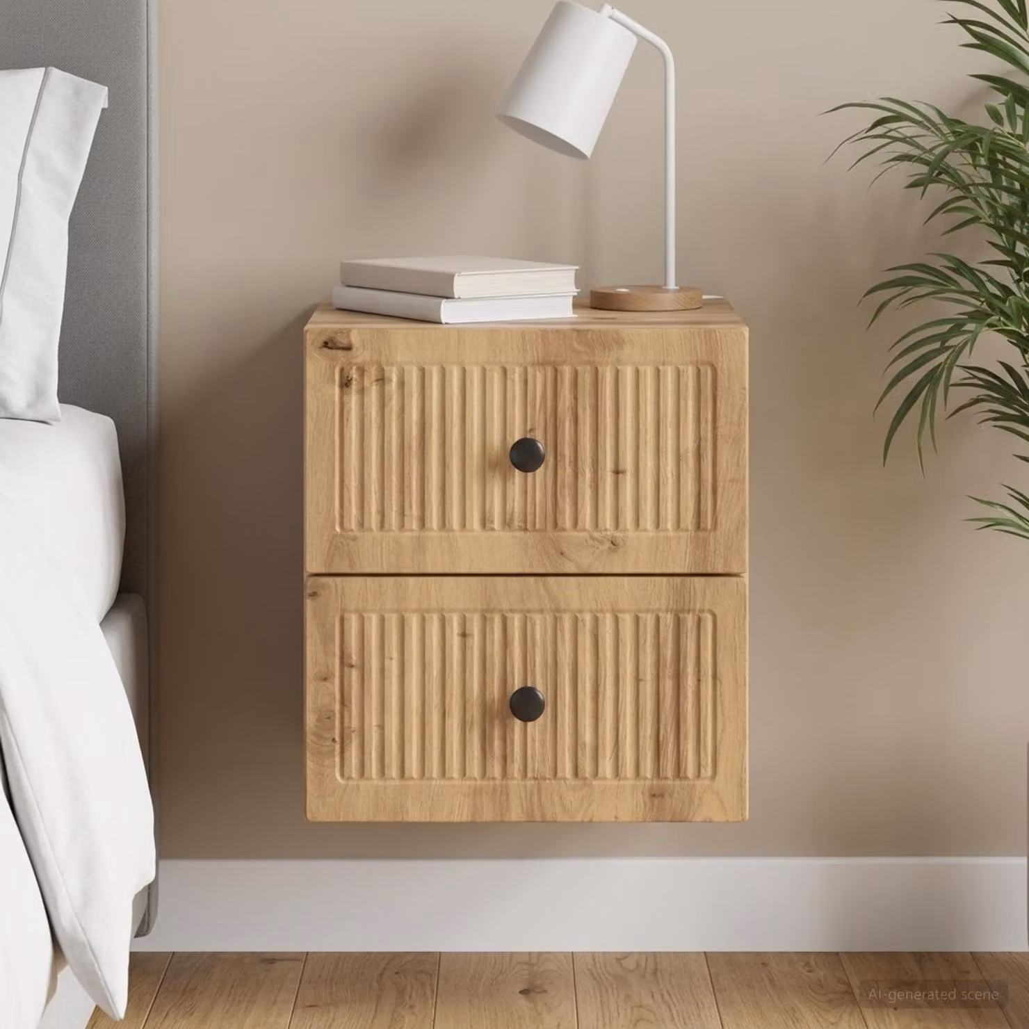 Mobiletto da notte a muro vidaXL in rovere moderno, marrone, L: 33 cm, P: 34,5 cm, H: 40 cm