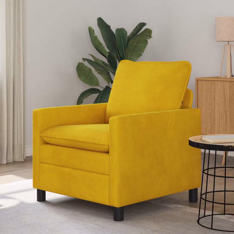 Divano moderno vidaXL in velluto giallo L: 76 cm, P: 81 cm, H: 87,5 cm