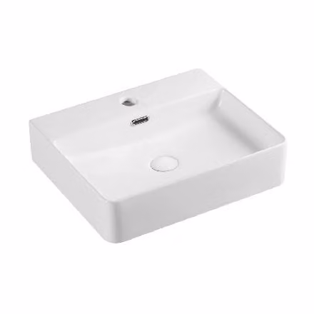 Mereo Keramika - Lavabo da appoggio, 500x420 mm, con troppopieno, foro per rubinetto, bianco UC504212