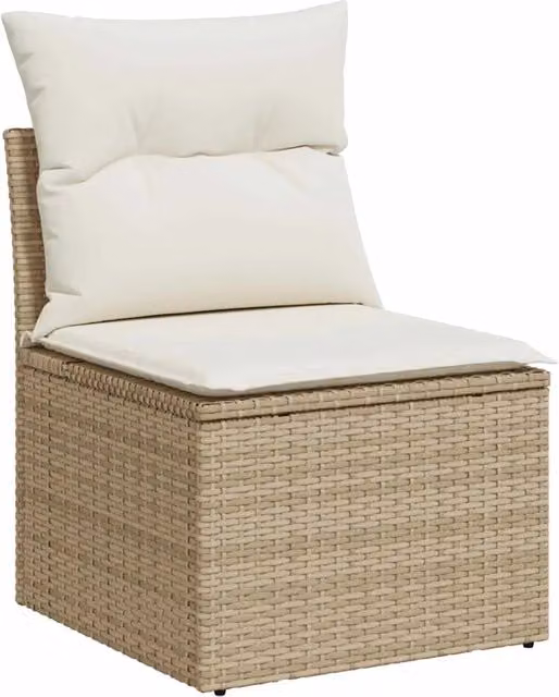 Set Divano da Giardino 3 pz | Set Salotto da Giardino Beige e bianco Poly Rattan