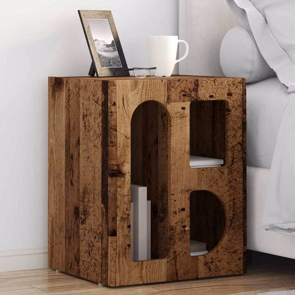 Comodino moderno vidaXL ELST in legno vecchio marrone L 40 cm x P 35 cm x H 50 cm