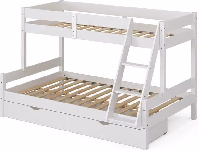 Letto a castello Everest Bianco 120x200 / 80x200 cm con cassetti Vitalispa