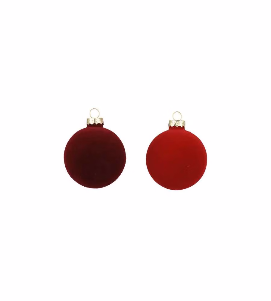 Decoris Palline di Natale Vetro Floccato Rosso Set 4 Pezzi Decorazioni