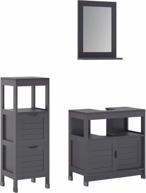 Set di mobili da bagno Vicco Vilda Grigio composto da 3 pezzi con base lavabo, pensile specchio e mobile laterale in finitura opaca – 1