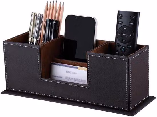 Organizzatore da scrivania in legno con scomparti - Organizzatore multifunzionale per ufficio - Organizzatore da scrivania in morbido flanella - Organizzatore resistente per l'uso in casa e in ufficio