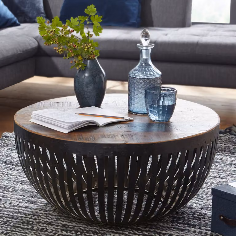 Tavolino da salotto NISHA 70x33x70 cm in legno / metallo