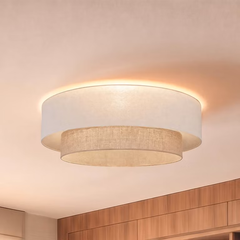 Plafoniera soffitto Boho Duolla, Crema / Ambra, Corridoio, Tessuto / Stoffa / Seta, Plafoniera