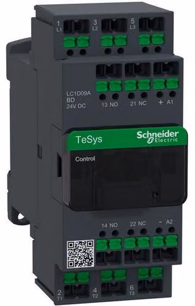 Contattore Schneider LC1D LC1D09ABD 3 poli +1 S +1 Ö 4 kW 9 A 400 V CA, 3 bobine 24 V CC