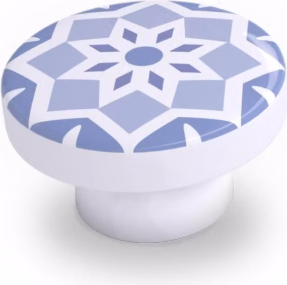 Set di 4 pomelli per mobili in legno in cementina blu H.22 x L.39 x P.39 mm