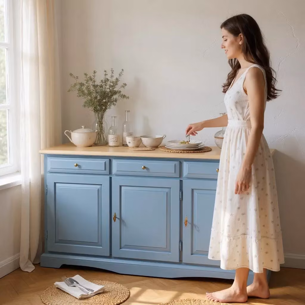 Madia credenza in legno laccato blu Mobili 2G L/P/H: 156 x 42 x 85 cm – 3