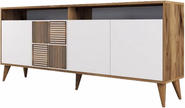 Credenza in legno "Milan" - 180 x 35 x 78 cm - Bianco