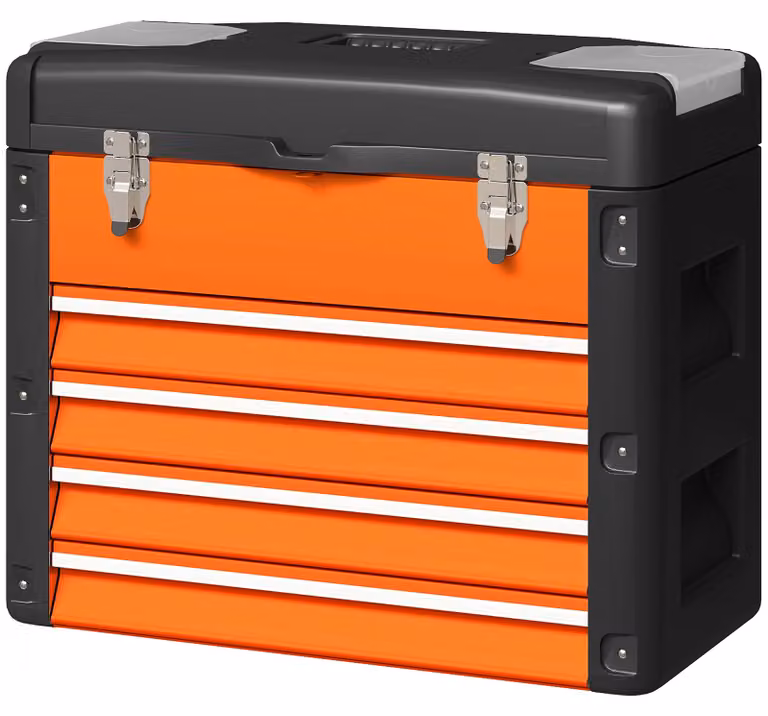 HOMCOM Cassetta degli attrezzi, 49,7 x 25,3 x 40,7 cm Cassetta degli attrezzi con 4 cassetti