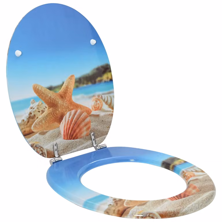 Sedile per WC vidaXL in legno ingegnerizzato, colore blu chiaro, 44 x 38 cm