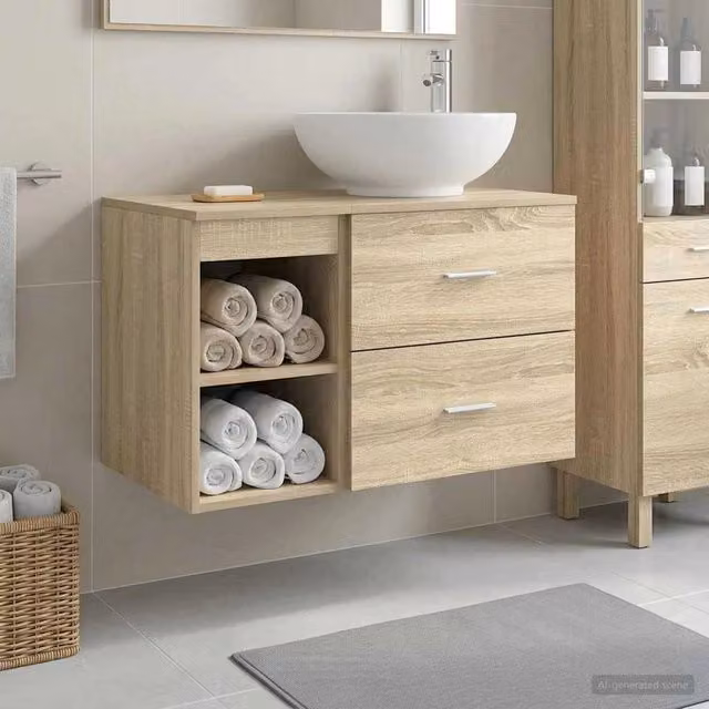 Set di mobili per il bagno 2 pz Rovere Sonoma 3403914