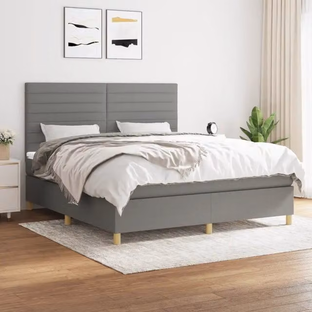 Letto Ibrido con Giroletto a Molle e Materasso vidaXL Grigio e Bianco L/P/H: 160 x 200 x 128 cm