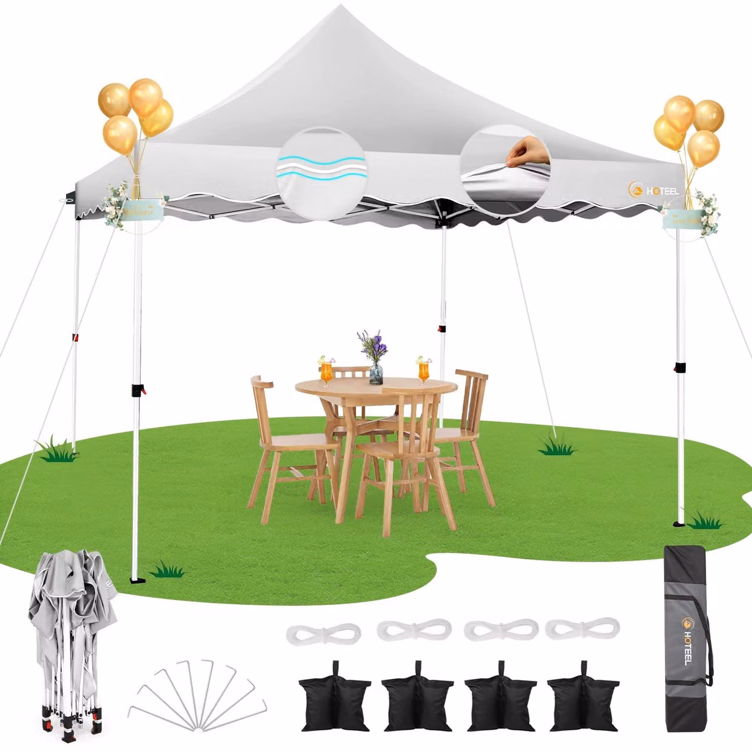 Gazebo pieghevole e impermeabile, dimensioni 3 x 3 metri